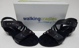 Walking Cradles Conway Size 8 M Women's Leather Block Heel Strappy Sandals Black
