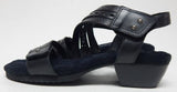 Walking Cradles Conway Size 8 M Women's Leather Block Heel Strappy Sandals Black