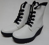 FLY London Yage Size EU 39 M (US 8-8.5) Women's Leather Wedge Booties Off-White