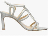 Jewel Badgley Mischka Simba Sz US 9.5 M Womens Ankle Strap Heeled Sandals Silver