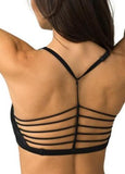 prAna Margot Size Small (S) Scoop Neckline Strappy Back Bralette Top Black Solid