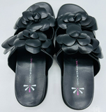 Isaac Mizrahi Live! Size US 7 M Women's Dual-Band Slide Sandals Floral Black