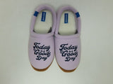 Life is Good Today is a Good Day Size 10 M Women's Fleece Slip-On Slippers Lilac
