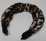 Locks & Mane Fashion Wide Knotted Headband Black / Brown Leopard Print