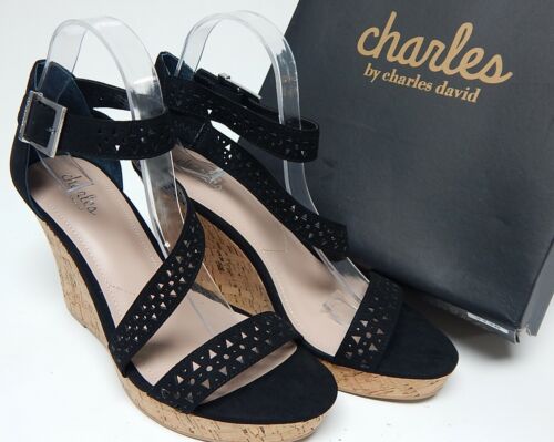 Charles by Charles David Landon Sz US 10 M Women's Perf Microsuede Wedge Sandals
