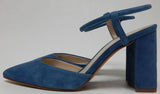 Marc Fisher Velise Size US 5 M Women's Suede Ankle Strap Pointed Toe Pumps Blue