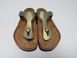 Birkenstock Gizeh Size 8 M EU 39 Women's Leather Sandals Icy Metallic Stone Gold