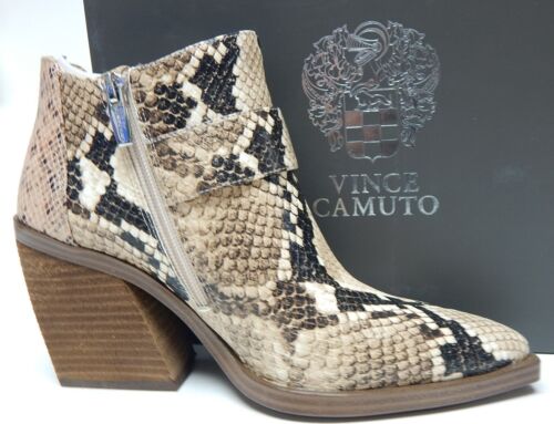 Vince Camuto Gidgey Sz US 7 M EU 37.5 Women's Leather Stacked Heel Boots Python