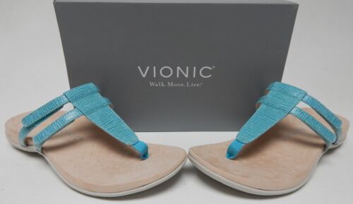 Vionic Elvia Sz US 9.5 M EU 41.5 Women's Adjustable Thong Sandals Porcelain Blue