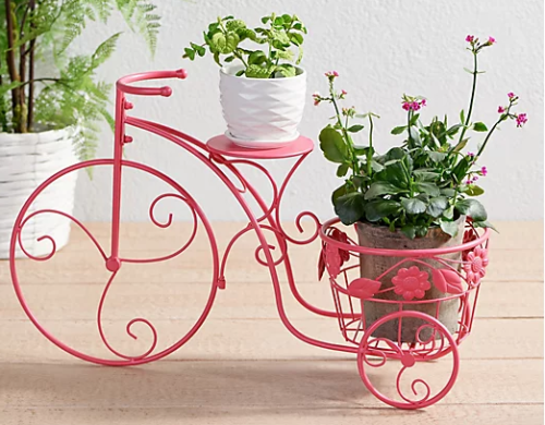 Marigold Decorative Bicycle Standing Planter Indoor Outdoor Garden Stand Pink