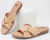 Earth Alder Aida Size US 7 M EU 38 Women's Suede Detail Knot Slide Sandals Ecru - Texas Shoe Shop