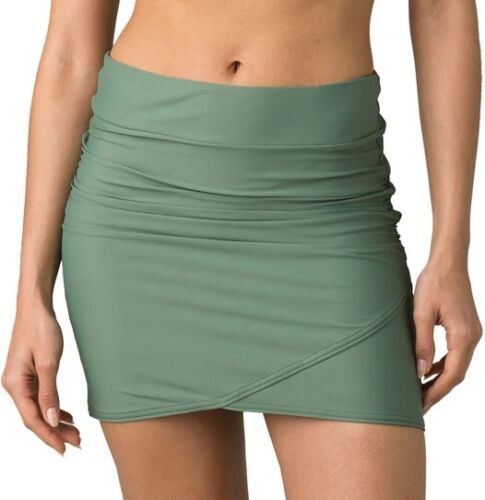prAna Brigi Sz Small (S) Wide Waistband Shirred Mid Thigh Faux Wrap Skirt Canopy - Texas Shoe Shop
