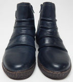 Clarks Caroline Orchid Sz US 7 M EU 37.5 Women's Leather Ruched Ankle Boots Navy