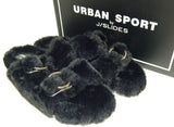 Urban Sport by J/Slides Babee Size US 8 M Women's Faux Fur Slide Slippers Black