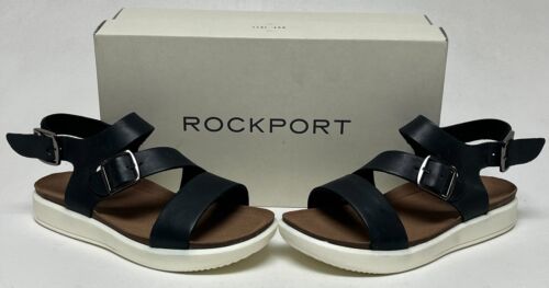 Rockport Kells Bay Asym Size US 6 M EU 36 Women's Leather Strappy Sandals Black