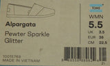 TOMS Alpargata Sz 5.5 M EU 36 Women's Slip-On Shoe Loafer Pewter Sparkle 1001579