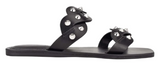 Marc Fisher Bodil Size US 10 M Women's 2-Band Studded Slide Flat Sandals Black
