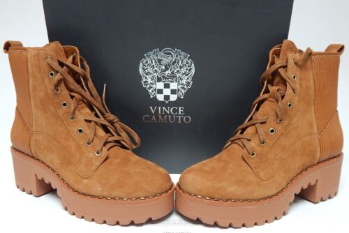 Vince Camuto Movelly Size US 8.5 M EU 39 Women's Suede Combat Boots Tawny Birch