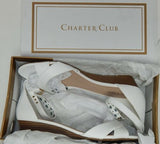 Charter Club Gippip Sz 10 M Women's Low Wedge Peep-Toe Ankle Strap Sandals White