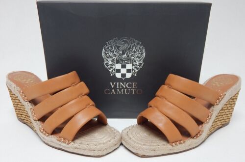 Vince Camuto Molisana Sz 9 W WIDE EU 40 Womens Leather Espadrille Sandals Cognac