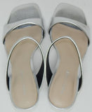 Marc Fisher Gayna Size US 5.5 M Women's Square Toe 2-Band Slide Sandals Silver
