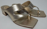 Vince Camuto Sasienda Sz 8 W WIDE EU 38.5 Women's Leather Toe Loop Sandals Gold