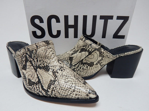 Schutz Zarly Size US 11 M (B) Women's Pointed Toe Heeled Mules Sandals Snake