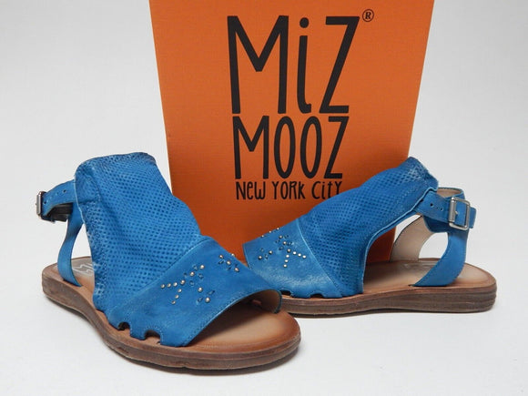 Miz Mooz Fifi Sz EU 38 W (US 7.5-8 W WIDE) Women's Studded Leather Sandals Denim