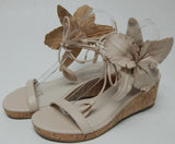 Cecelia New York Lala Cork Size US 9 M Women's Leather Floral Wedge Sandals Nude