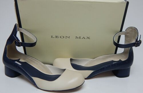 Leon Max Acacia2 Sz 10 M EU 40.5 Women's Ankle Strap Leather Pump Cream 6F01250A