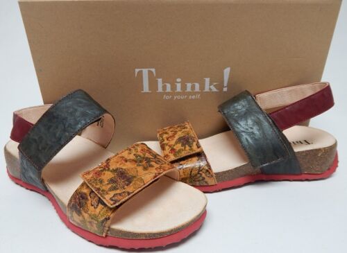 Think! Mizzi Size EU 38 M (US 7-7.5) Women's Leather Two-Band Slingback Sandals