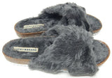 Lucky Brand Marana Size US 10 M Women's Furry Crisscross Slide Sandals Graphite