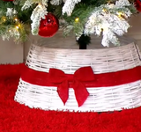 Valerie Parr Hill Christmas Tree Collar Stand Basket Weave w Ribbon Indoor Decor