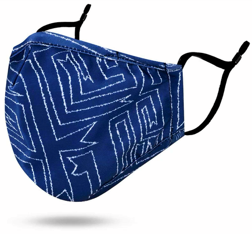 Simplicity Fabric Mask Adjustable Strap Metal Nose Bridge Breathable Blue Maze