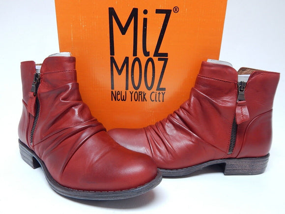 Miz Mooz Lucy Size EU 37 W (US 6.5-7 W WIDE) Women's Leather Ankle Booties Red
