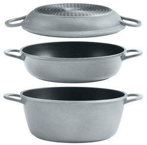 Trudeau 5-in-1 12" Cooker Set, 3 Pieces: Saute Pan, Dutch Oven, & Lid Induction