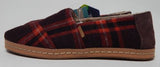 TOMS Alpargata Leather Wrap Sz 7 M EU 37.5 Women's Loafers Barn Red Earthy Plaid