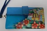 Anuschka Hand-Painted Leather Wallet with Phone Pocket & Wrist Strap Amalfi Dawn