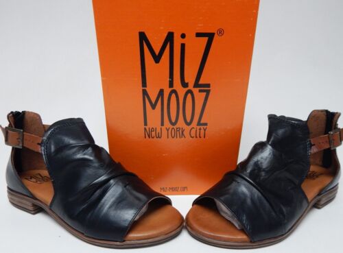 Miz Mooz Dipper Sz EU 38 W WIDE (US 7.5-8) Women's Leather Strappy Sandals Black