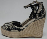 Marc Fisher Teelan 2 Size US 7 M Womens Espadrille Wedge Ankle Strap Pumps Snake