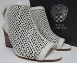 Vince Camuto Dastana Sz 10 W WIDE EU 42 Women's Leather Peep Toe Sandals Vanilla
