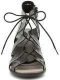 Earth Steph Mali Sz 8 M EU 40 Women's Leather Lace-Up Caged Heeled Sandals Black - Texas Shoe Shop