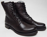 Frye Veronica Combat Sz 8.5 M Women's Leather Ankle Boots Dark Brown 3476276-DBN