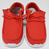 Apres by Lamo Paula Sz 6 M EU 37 Women's Slip-On Moc Toe Canvas Shoes Red MU2035