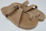 J/Slides Roper Size US 10 M Women's Nubuck Leather Toe Loop Slide Sandals Sand