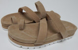 J/Slides Roper Sz 9 M Womens Nubuck Leather Toe Loop Platform Slide Sandals Sand