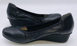 Ros Hommerson Evelyn Sz US 10.5 N NARROW Women's Perf Leather Wedge Pumps Black