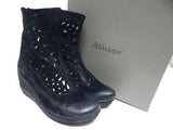 Antelope 428 Size EU 40 (US 9-9.5 M) Women's Perf Suede Wedge Ankle Boots Black