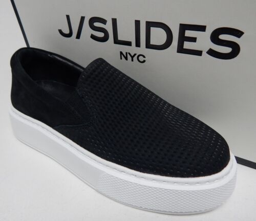 J/Slides Delia Perforated Sz US 6.5 M Women's Nubuck Casual Slip-On Shoes Black