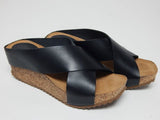 Hee Size EU 36 M (US 5.5-6) Women's Leather Crisscross Strap Slide Sandals Black
